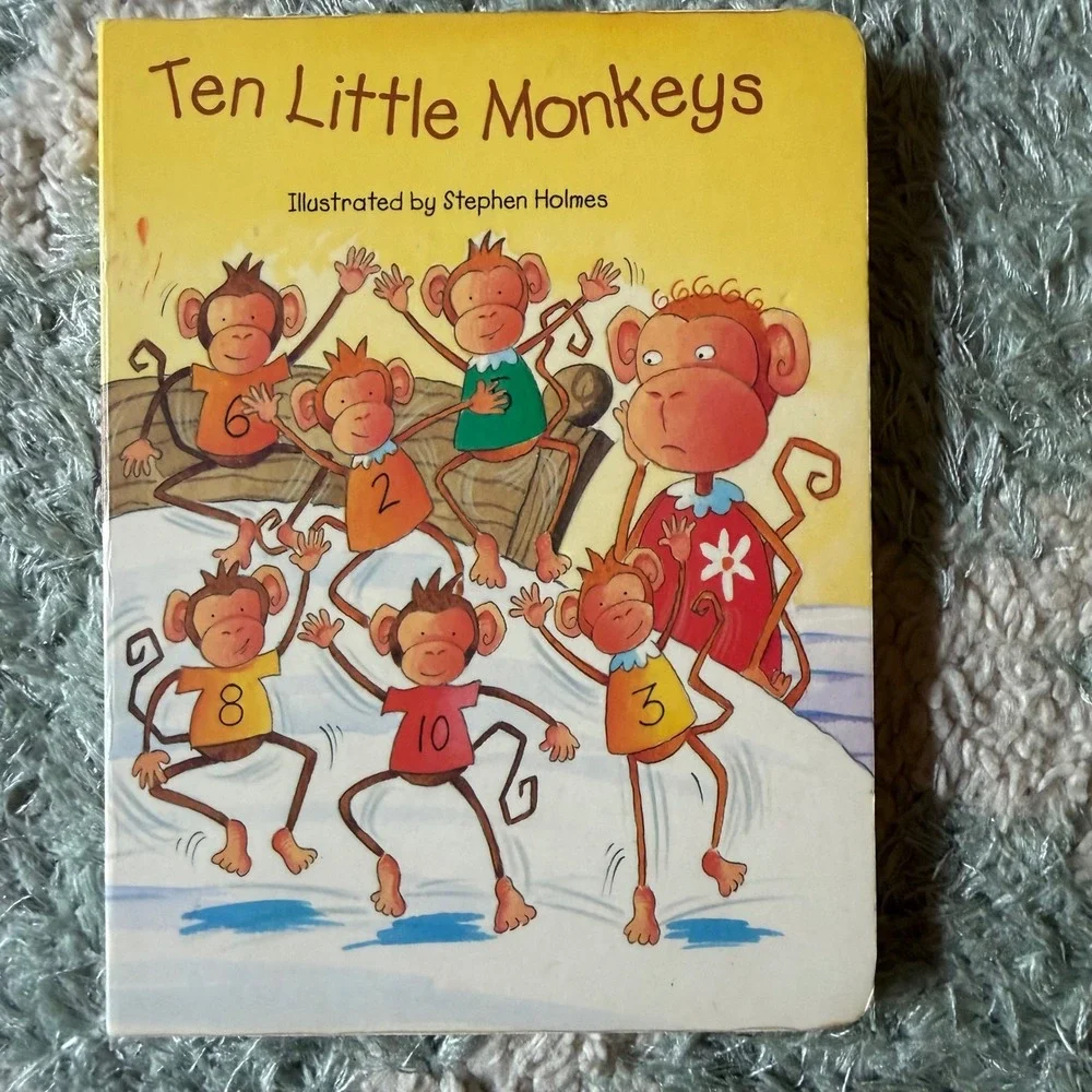 Ten Little Monkeys Stephen Holmes Board Book Nursery Rhyme Counting Kids Book